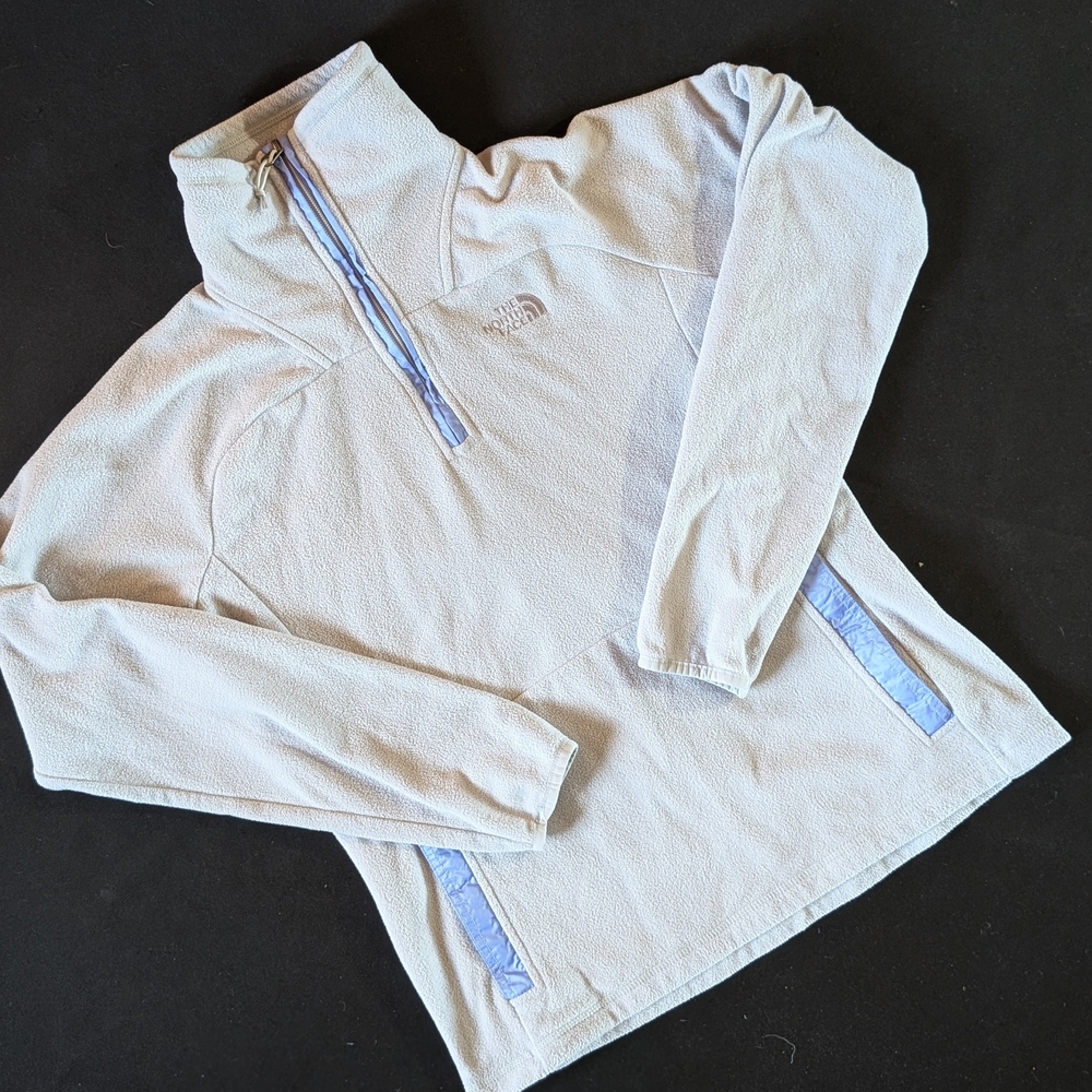 The North Face Light Gray Purple Fleece‎ 1/4 Zip Pullover Mock Neck Women's M